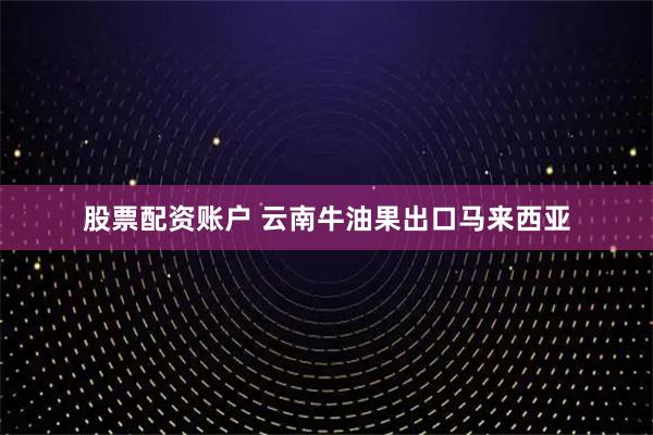 股票配资账户 云南牛油果出口马来西亚